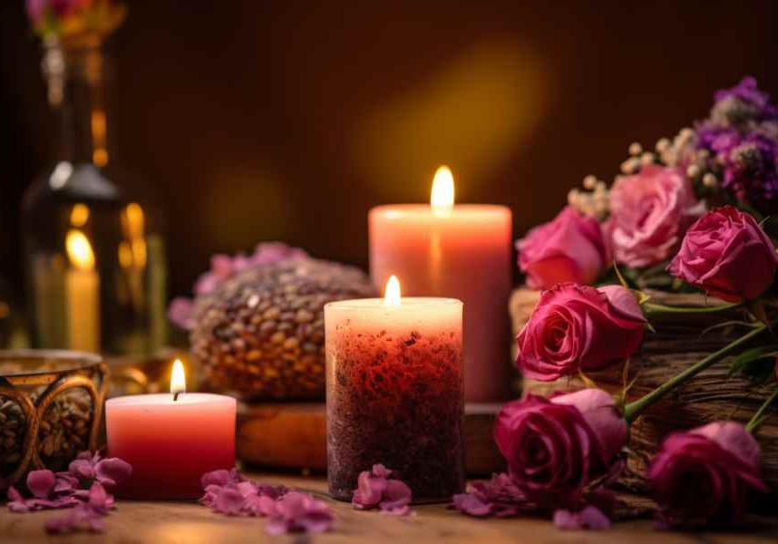 candles-burning-with-roses-on-table candles-burning-with-roses-on-table
